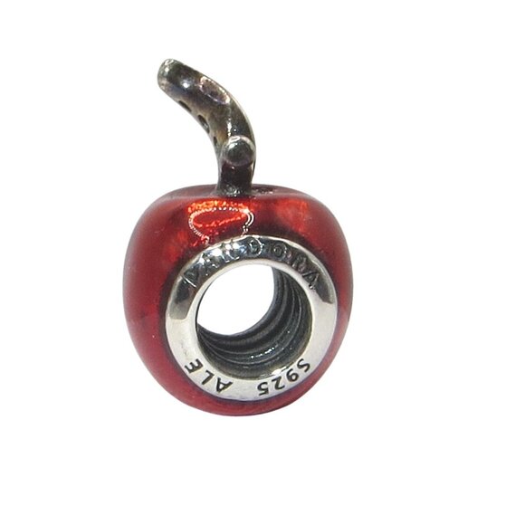 Pandora Disney Snow White Red Apple Enamel Green CZ & SS .925 Charm 791572EN73 - Picture 4 of 7
